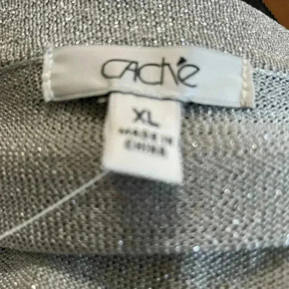 Cach’e Metallic Silver Zip Cardigan Size XL - Picture 6 of 7